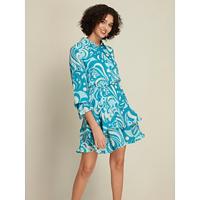 Paisley Skater Print Long Sleeve Petticoat Included Mini Shirt Dress