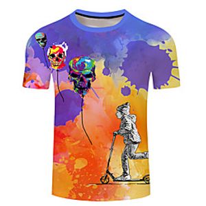 Men's Unisex Tee T shirt 3D Print Graphic Prints Skull Plus Size 3D Print Short Sleeve Casual Tops Basic Designer Big and Tall Black / Red Blue-Green Blue miniinthebox