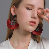 Women's Earrings Tassel Fringe Stylish Boho Feather Earrings Jewelry Yellow / White / Black For Street miniinthebox - thumbnail