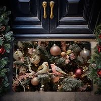 Christmas Birds Ornaments Doormat Non-Slip Oil Proof Xmas Rug Indoor Outdoor Mat Bedroom Decor Bathroom Mat Entrance Rug Door Mat miniinthebox - thumbnail