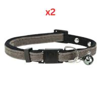 Trixie Collar With Rhinestone Gems For Cats - Grey 28cm (Pack Of 2)