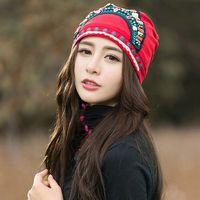 Embroidery Ethnic Cotton Beanie Hat