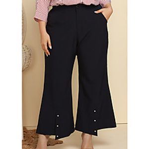 Women's Plus Size Pants Full Length Pocket Solid Color Chino Spring  Summer Large Size XL XXL 3XL 4XL Black Lightinthebox