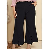 Women's Plus Size Pants Full Length Pocket Solid Color Chino Spring  Summer Large Size XL XXL 3XL 4XL Black Lightinthebox - thumbnail