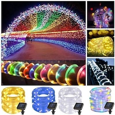 1pc LED Light String Flashing 8 Modes Outdoor Solar Rope Lights Outdoor Waterproof Tube Light Copper Wire Fairy Lights for Garden Fence Patio Yard Party Wedding Christmas Halloween Indoor Outdoor Deco Lightinthebox