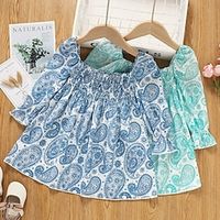 Kids Little Girls' Dress Graphic Daily Print Blue Light Green Knee-length Long Sleeve Beautiful Sweet Dresses Spring Fall Slim 1pcs 2-6 Years miniinthebox - thumbnail