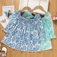 Kids Little Girls' Dress Graphic Daily Print Blue Light Green Knee-length Long Sleeve Beautiful Sweet Dresses Spring Fall Slim 1pcs 2-6 Years miniinthebox - thumbnail