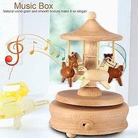 Vintage Wood Carved Mechanism Musical Box Wind Up Music Box Gift for Christmas, Xmas, Birthday, Valentine's Day Lightinthebox - thumbnail