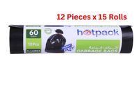 Hotpack Heavy Duty Garbage Bags 60 Gallon Large 12 Pieces - thumbnail
