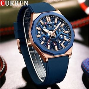 CURREN Men Quartz Watch Luxury Original Business Sport Analog Wristwatch Calendar Male Clock Waterproof Rubber Strap Cool Man Quartz Watch miniinthebox