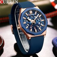 CURREN Men Quartz Watch Luxury Original Business Sport Analog Wristwatch Calendar Male Clock Waterproof Rubber Strap Cool Man Quartz Watch miniinthebox - thumbnail