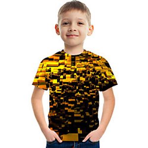 Kids Boys' T shirt Tee Short Sleeve Graphic Optical Illusion Color Block Rainbow Children Tops Summer Active Streetwear Sports 3-12 Years miniinthebox