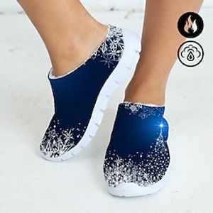 Women's Mules Xmas Christmas 3D Snowflake Graphic Print Comfortable and Casual Warm and Velvet Mules miniinthebox