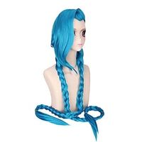 Jinx cosplay wig Cosplay LOL League of Legends Jinx Cos Wig120cm46.8 Inches Jinx Blue Loose Cannon Braid with Blue Braids Synthetic  Headdress Lightinthebox - thumbnail