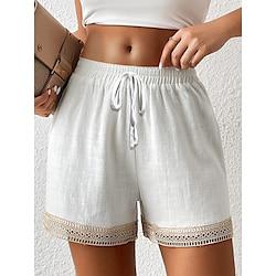 Women's Shorts Polyester Plain White Active High Waist Short Lightinthebox