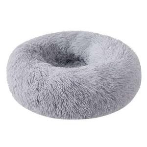 Grizzly Velor Round Plush Grey Dog Bed Small - 50 x 15cm