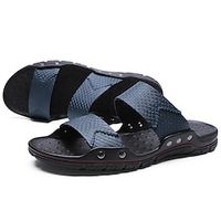 Men's Slippers  Flip-Flops Flat Sandals Leather Sandals Slides Beach Daily Beach Walking Shoes PVC PU Breathable Black White Blue Summer miniinthebox - thumbnail