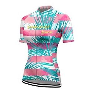 21Grams Women's Short Sleeve Cycling Jersey Bike Top with 3 Rear Pockets Mountain Bike MTB Road Bike Cycling Breathable Quick Dry Moisture Wicking Rosy Pink Stripes Floral Botanical Spandex Polyester Lightinthebox