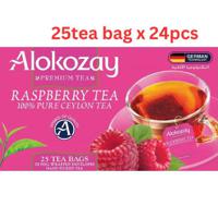 Alokozay Raspberry Tea - 25 Tea Bags In Foil Wrapped Envelopes X 24