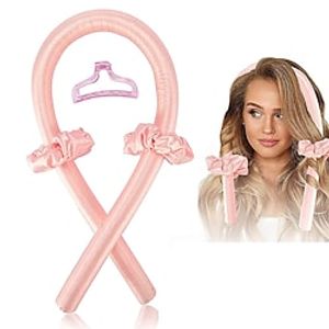Heatless Hair Curlers For Long Hair No Heat Silk Curls Headband You Can To Sleep In Overnight Soft Foam Hair Rollers Curling Ribbon and Flexi Rods for Natural Hair (Pink) miniinthebox