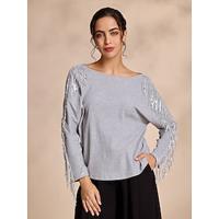 Cotton Tassel Fringe Magyar Sleeve T-shirt