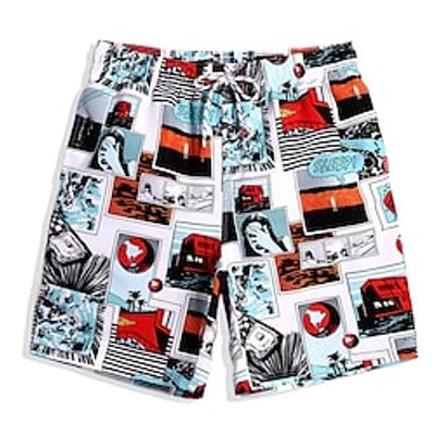 Men's Swim Trunks Swimwear Swim Shorts Waterproof Board Shorts Pocket Elastic Waist Graphic Prints Quick Dry Casual Daily Holiday Streetwear Stylish White Micro-elastic Lightinthebox