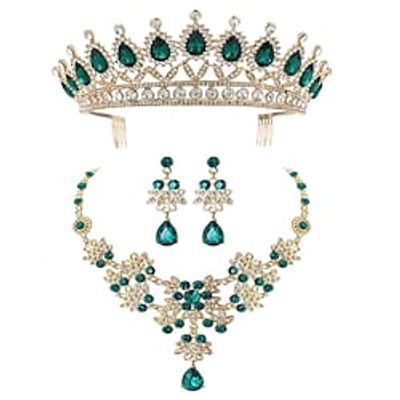 Bridal Jewelry Set Of Three Alloy Necklaces Crowns Earrings New Women's Wedding Accessories Lightinthebox
