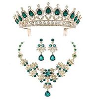 Bridal Jewelry Set Of Three Alloy Necklaces Crowns Earrings New Women's Wedding Accessories Lightinthebox - thumbnail