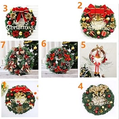 1PC 30cm Christmas Wreath Xmas Door Garland Hanging Oranments Merry Christmas Decoration For Home New Year Navidad Door Pendant miniinthebox