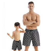 Dad and Son Swimsuit Polka Dot Graphic Sports  Outdoor Black Casual Matching Outfits  Fall  Summer  Vacation Lightinthebox - thumbnail