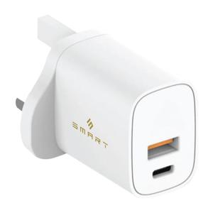 Smart iConnect Premium 30W PD and 18W Qualcomm 3.0 Wall Charger| White