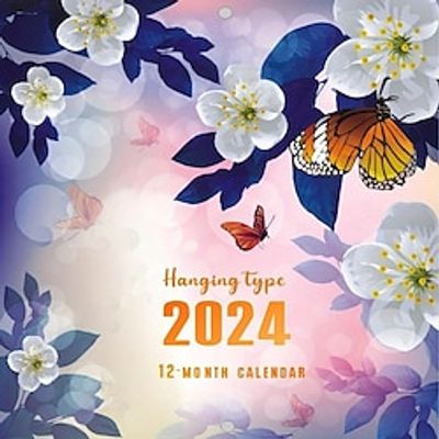 2024 Annual Illustrative Wall Hanging Large Grid Chronicle Schedule Planning Commemorative Day Calendar, Double Copper Paper Double Sided Printing, Any Writing Record Event Message Paper Thick Lightinthebox