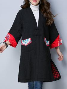 Folk Style Embroidery Thin Coat