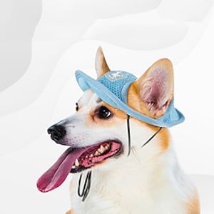 Pet Products New Dog Summer Open Ear Hat Monochrome Sunscreen Breathable Mesh Pet Ruffle Hat Lightinthebox