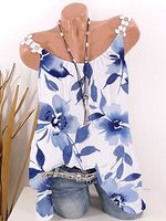 Floral Print Sleeveless T-shirt - thumbnail