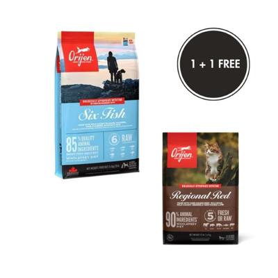 Orijen Six Fish Adult Dry Cat Food - 5.4KG Free Orijen Regional Red Dry Food Buy 1 & Get 1 FREE