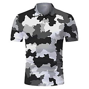 Men's Golf Shirt 3D Print Camo / Camouflage Button-Down Short Sleeve Street Tops Casual Fashion Cool Breathable Green / Sports miniinthebox