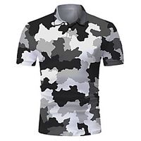 Men's Golf Shirt 3D Print Camo / Camouflage Button-Down Short Sleeve Street Tops Casual Fashion Cool Breathable Green / Sports miniinthebox - thumbnail