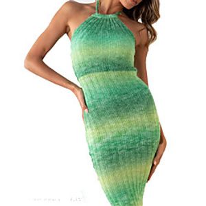 21 women's knitted cross-border new irregular striped lace-up long dress for women's clothing t1627 miniinthebox