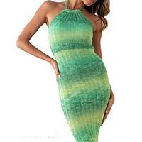 21 women's knitted cross-border new irregular striped lace-up long dress for women's clothing t1627 miniinthebox - thumbnail