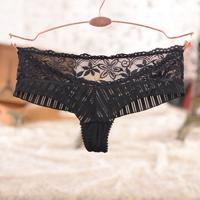 Women Sexy Lace Seamless Transparent Thongs Low Waist Temptation Panties Underwear - thumbnail