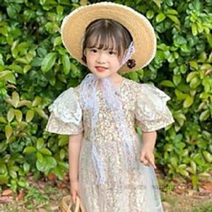 girls lace flowers embroidery gauze dresses summer kids floral printed splicing tulle princess dress children holiday clothing q0110 Lightinthebox