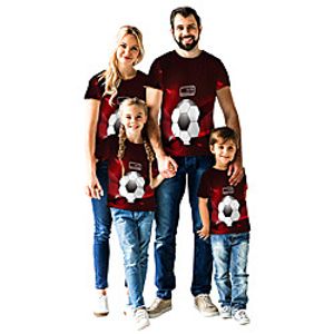 Family Look Tops Graphic Dark Red Short Sleeve Daily Matching Outfits miniinthebox