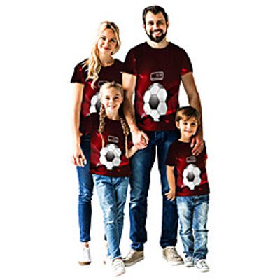 Family Look Tops Graphic Dark Red Short Sleeve Daily Matching Outfits miniinthebox