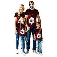 Family Look Tops Graphic Dark Red Short Sleeve Daily Matching Outfits miniinthebox - thumbnail