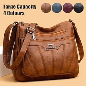 Women's Crossbody Bag Shoulder Bag Hobo Bag PU Leather Outdoor Daily Holiday Zipper Large Capacity Waterproof Lightweight Solid Color 2019 black 2019 red 2019 blue miniinthebox