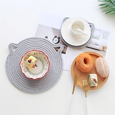 2Pcs Cute Cat Ears Placemats for Dining Table Coffee Shop Drink Coaster Set Insulation Pad Kitchen Accessories Modern Home Decor Lightinthebox