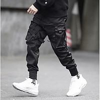 Men's Basic Chinos Pants Solid Colored Full Length Black miniinthebox - thumbnail