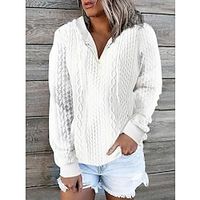 Women's Hoodie Sweatshirt Pullover Textured Active Sportswear Drawstring Quarter Zip White Wine Solid Color Casual Sports Hoodie Long Sleeve Top Micro-elastic Fall  Winter Lightinthebox - thumbnail