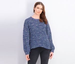 Womens Long Sleeve Pullover Sweater  Navy Combo